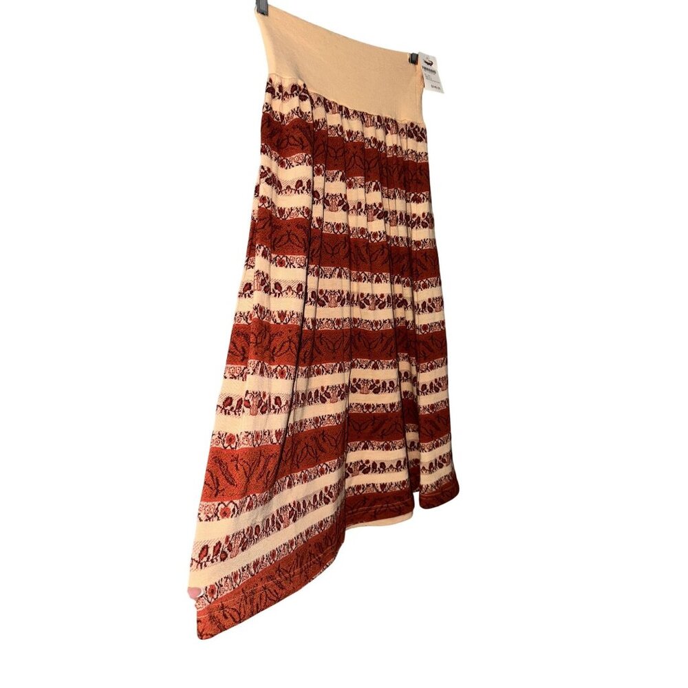 Crocodile Womens Maxi Skirt Brown & Beige Elephant Print Stretch Waist Size 36 - Picture 2 of 5